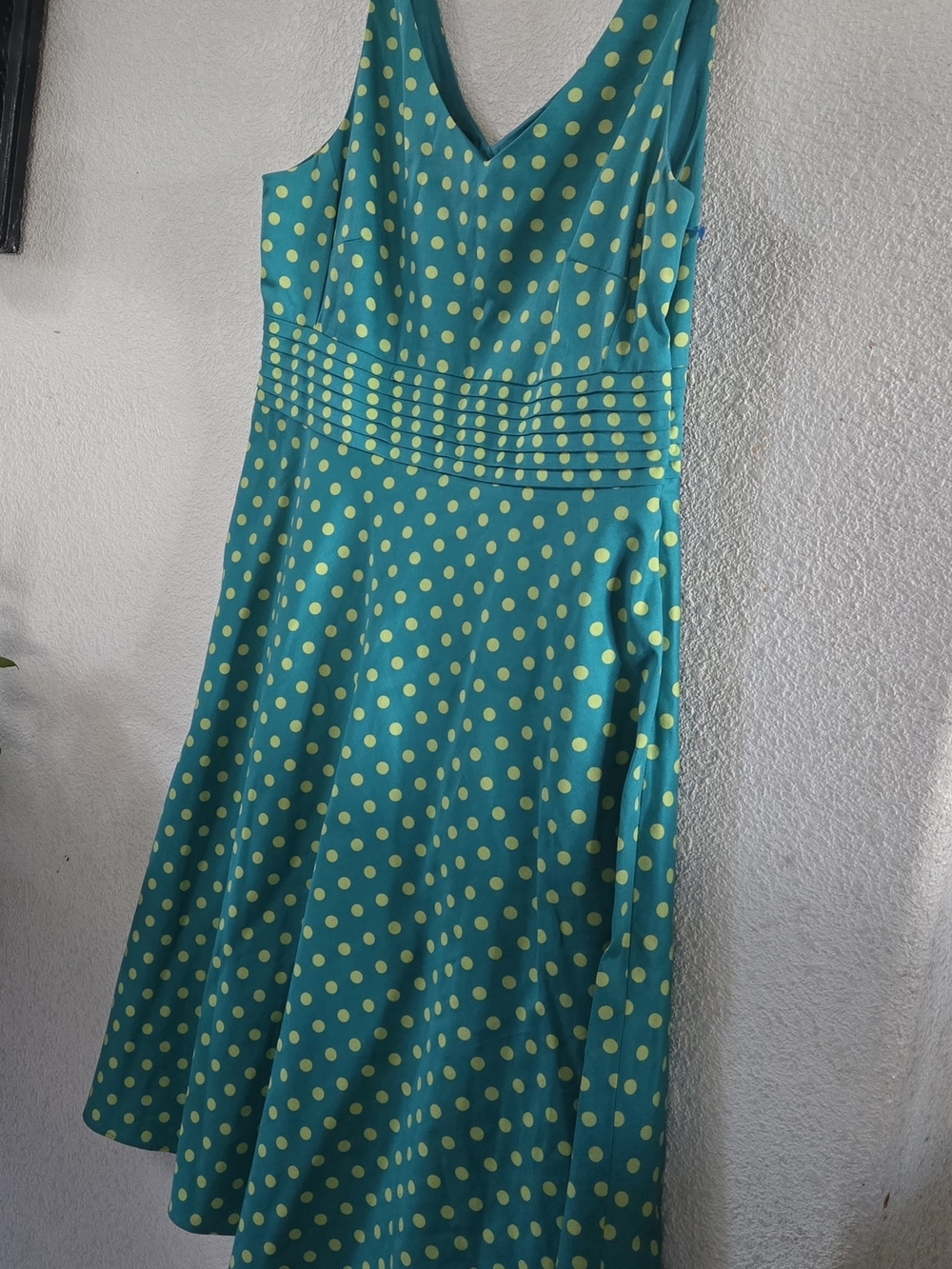 Amanda Smith Teal Dress with Yellow Polka Dots - Picture 9 of 9